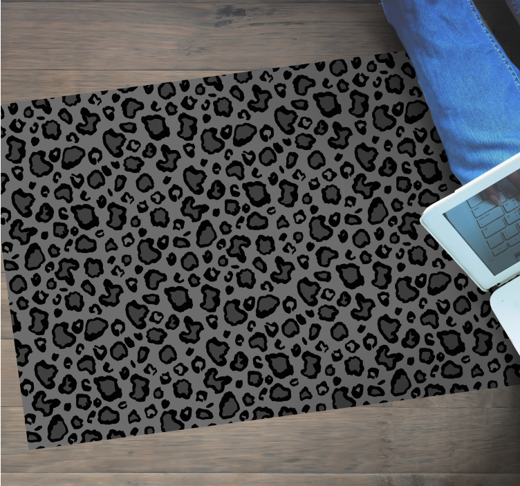 Dark gray and black leopard pattern animal rug - TenStickers
