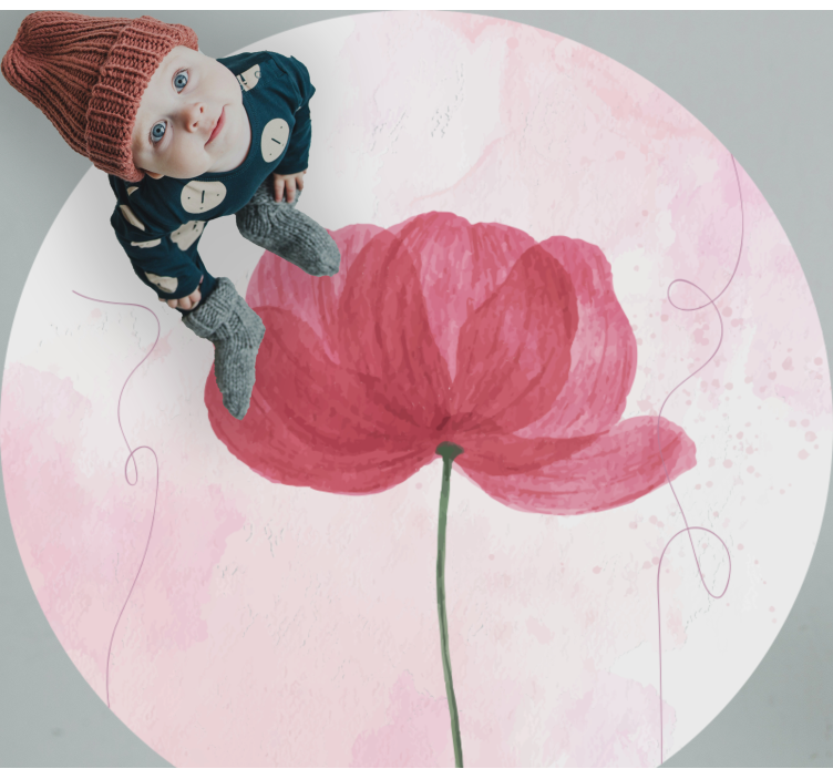 Aquarella poppy design floral vinyl rug - TenStickers