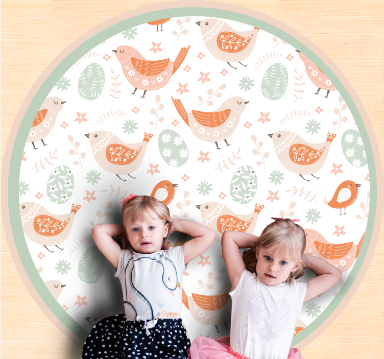 Delightful Bird Motifs nature vinyl rug - TenStickers