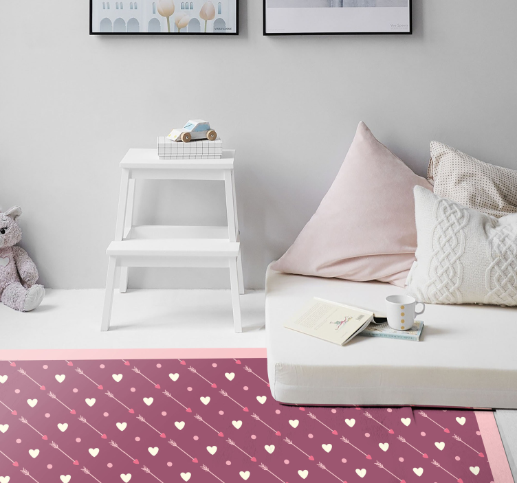 Diagonal Heart Pattern kids vinyl rug - TenStickers