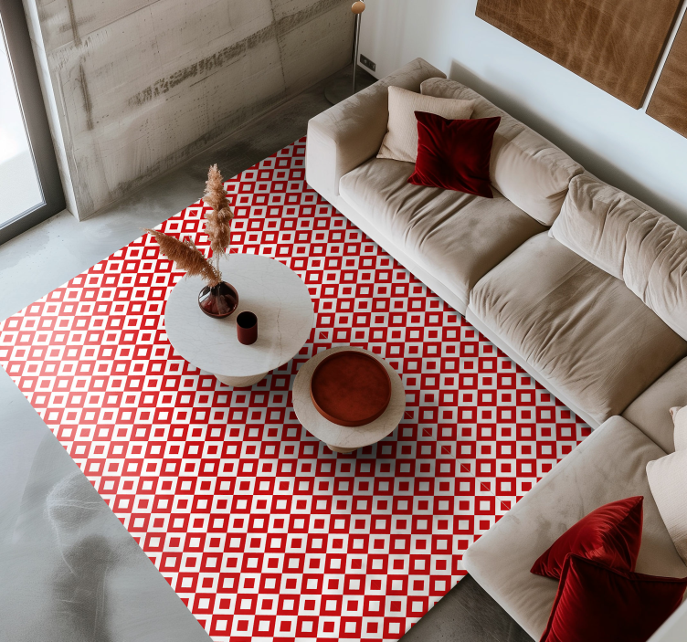 Diamond motif red vinyl rug - TenStickers
