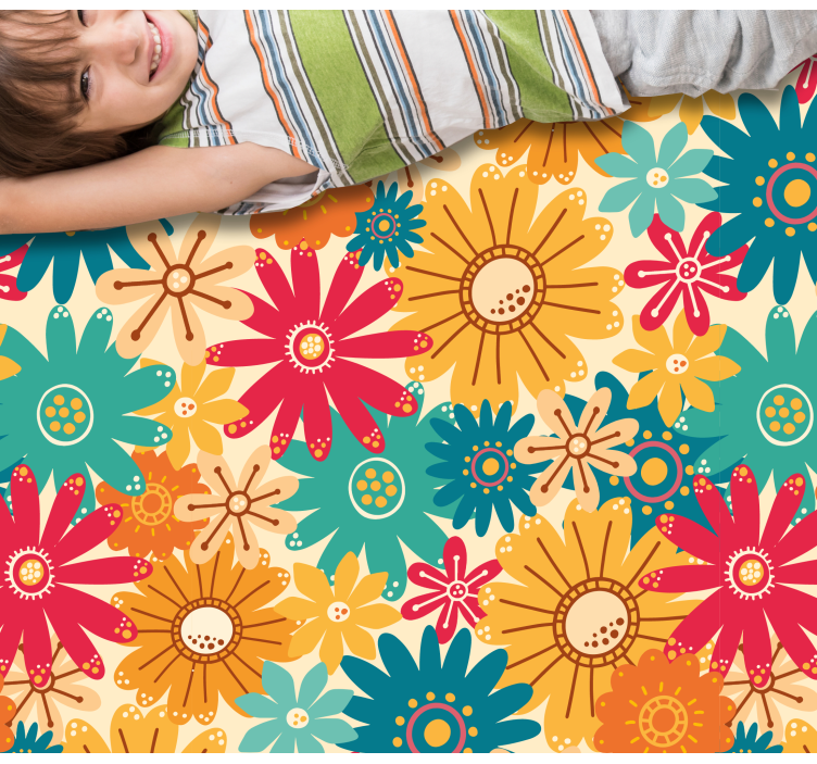 Different flowers mixture floral rug - TenStickers
