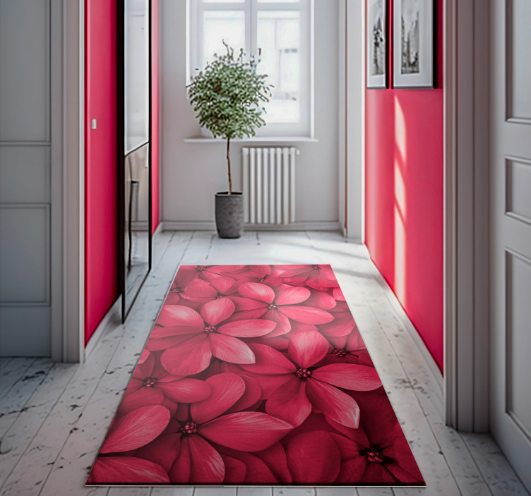 Digital Red Flowers hallway runners - TenStickers