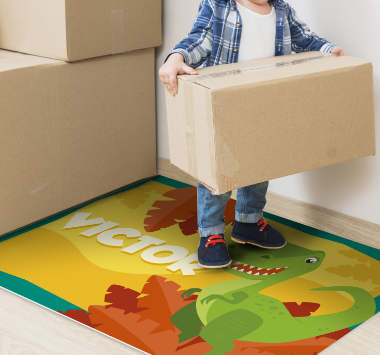 Dinosaur Personalization custom vinyl rug - TenStickers