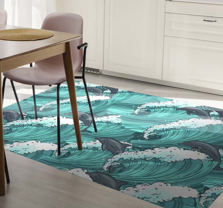 Dolphin in the Ocean animal vinyl rug - TenStickers