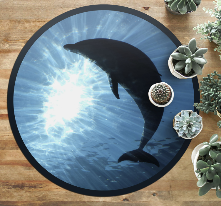 Dolphin splashing up animal vinyl rug - TenStickers