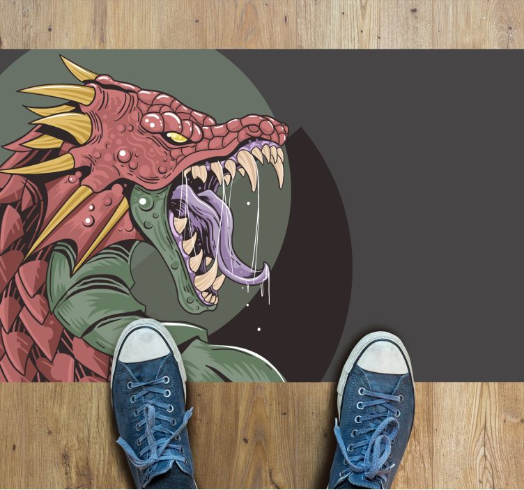 Dragon Head Illustration teen vinyl rug - TenStickers