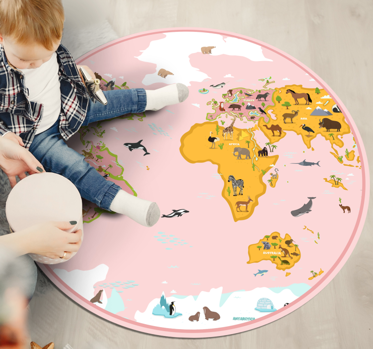 Educational Cartography world map vinyl rug - TenStickers