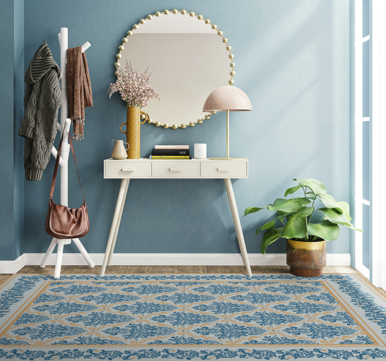 Elegant floral baroque  entrance hall vinyl rug - TenStickers