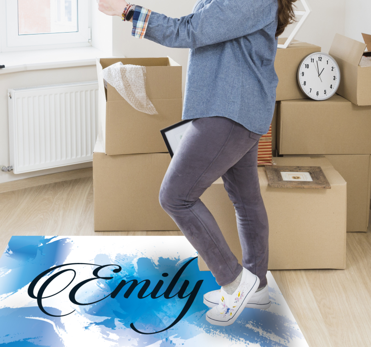 Blue splash with name teen vinyl rug - TenStickers