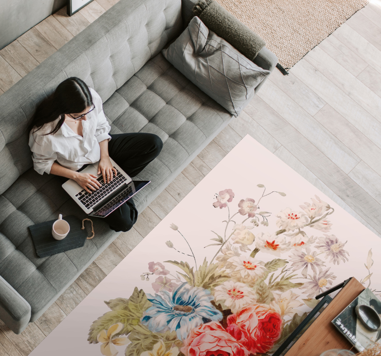Elegant Flower Composition floral vinyl rug - TenStickers