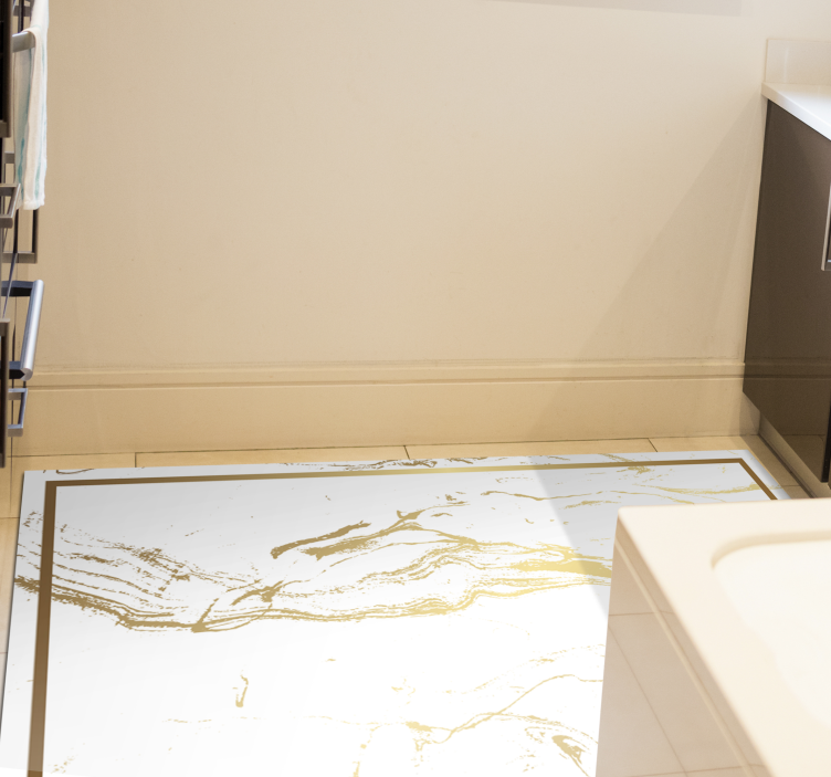 Elegant gray and golden patterns marble vinyl rug - TenStickers