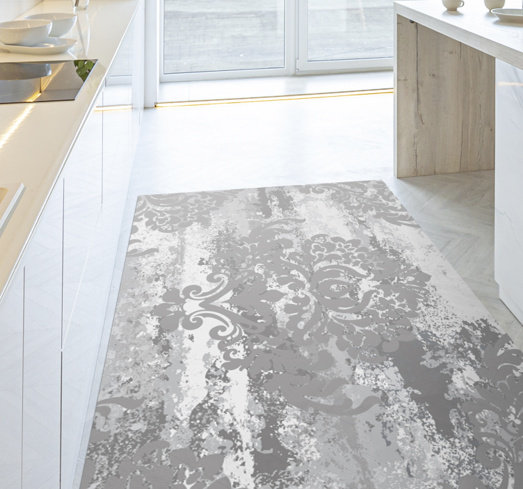Elegant Grey Swirls marble vinyl rug - TenStickers