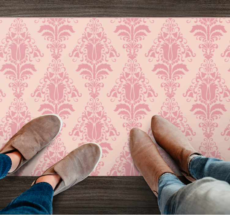 Elegant Pink Motif entrance hall vinyl rug - TenStickers