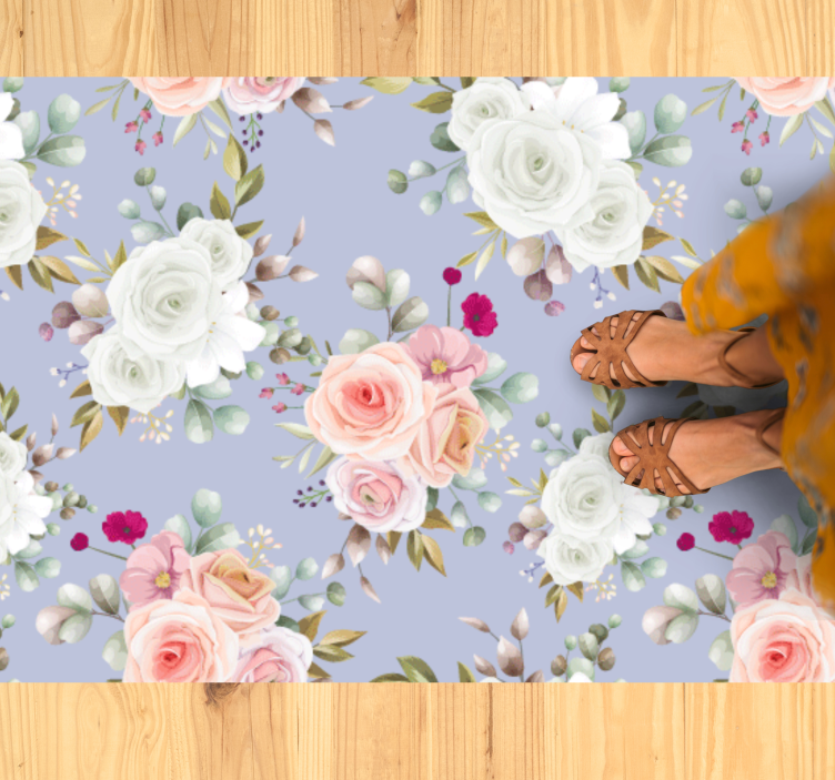 Elegant Rose Patterns floral vinyl rug - TenStickers
