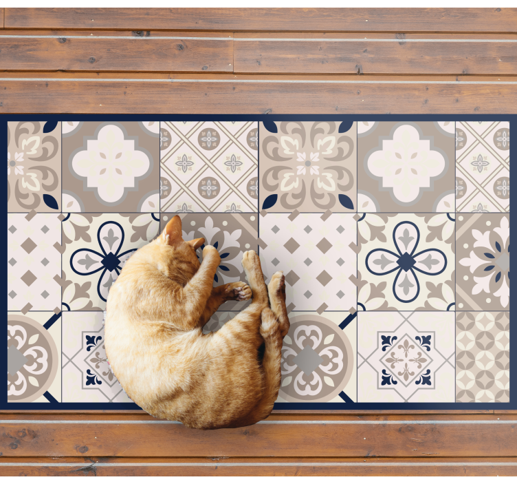 Beige elegant design tile vinyl rug - TenStickers