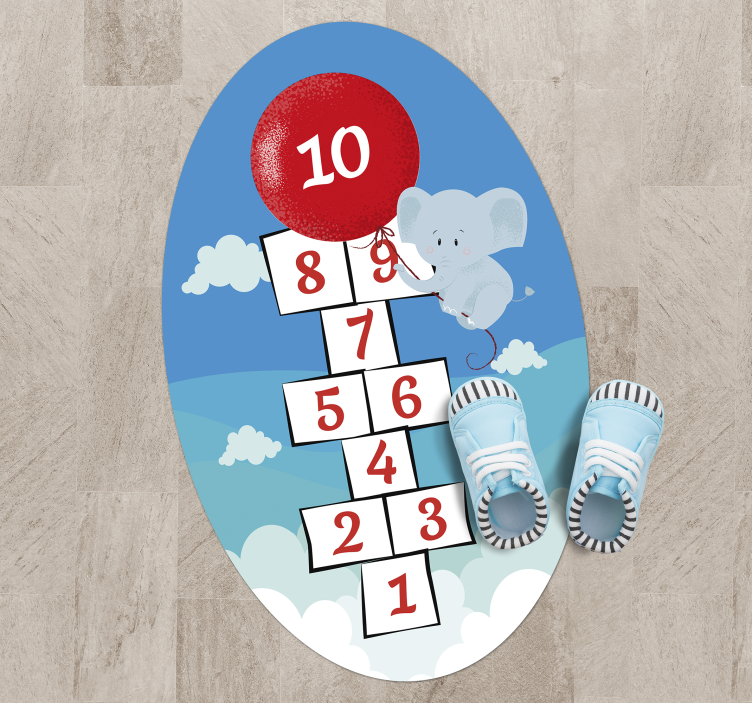 Elephant hopscotch game vinyl rug - TenStickers