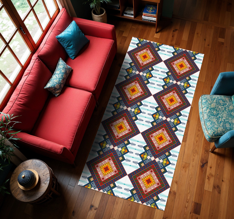 Ethnic Geometric Pattern ethnic vinyl rug - TenStickers