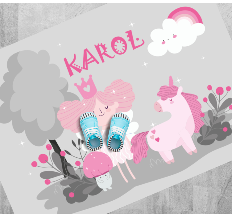 Fairy tale scene with name kids vinyl rug - TenStickers