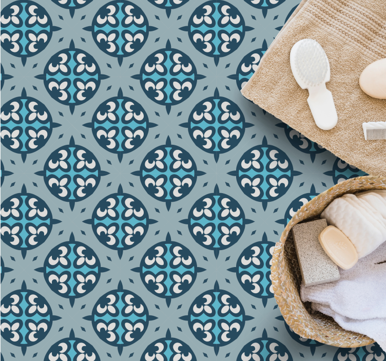 FANCIFUL PATTERNED TILES mosaic vinyl rug - TenStickers