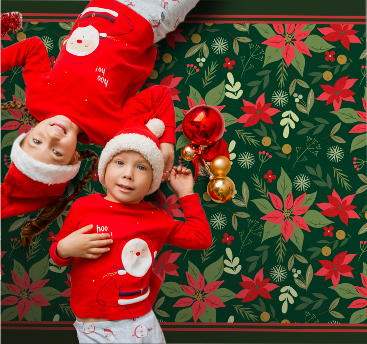 Festive Poinsettia Pattern Christmas carpet runner - TenStickers