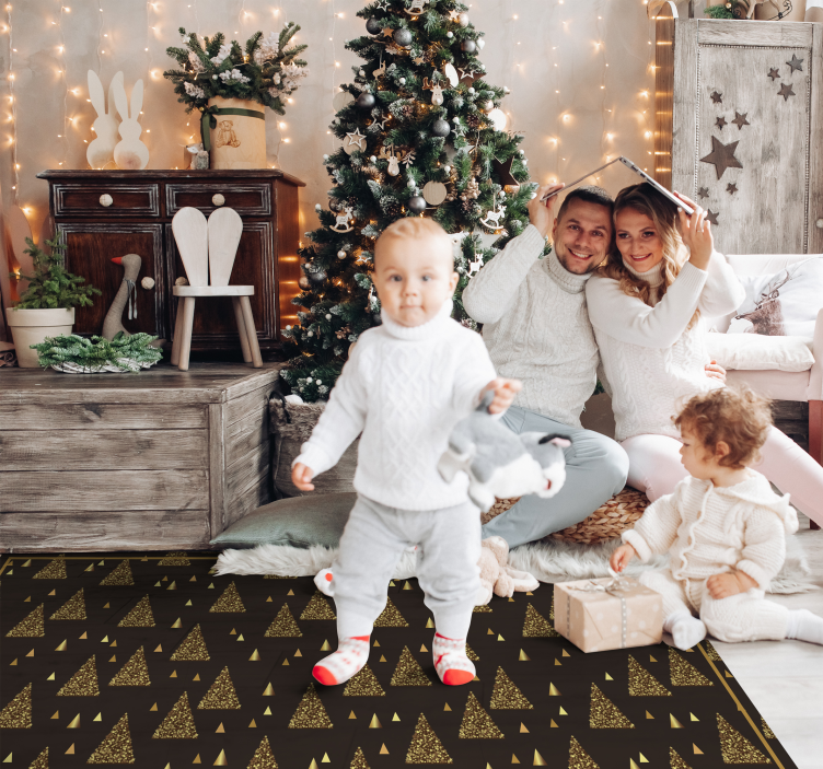 Festive Triangle Patterns Christmas vinyl rug - TenStickers