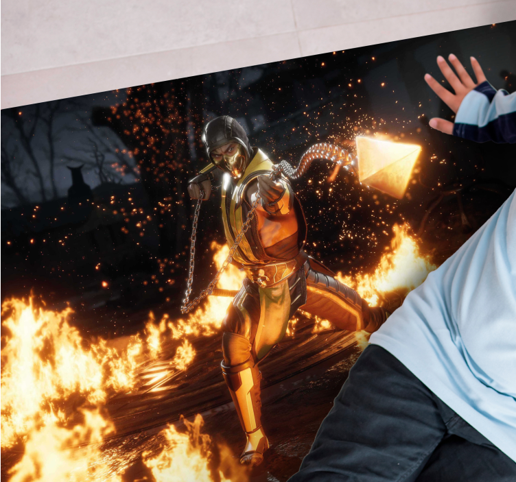 Fiery character action teen vinyl rug - TenStickers