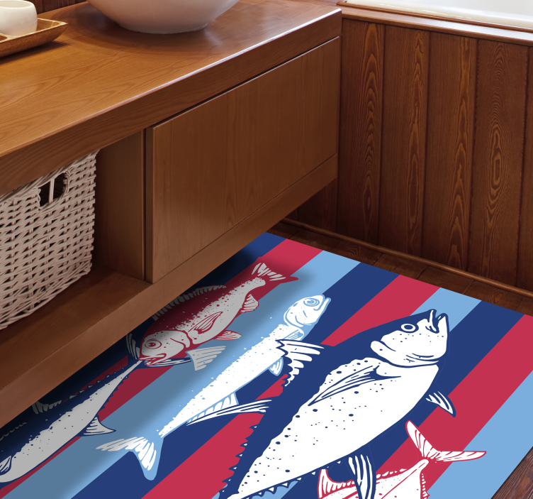 Fish Stripe Illustration animal vinyl rug - TenStickers