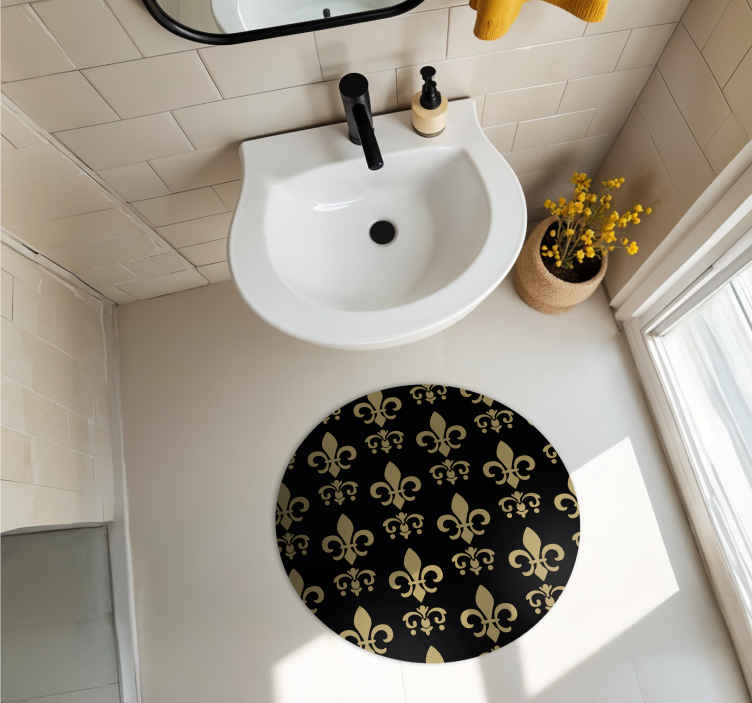 Fleur de lys bathroom vinyl rug - TenStickers