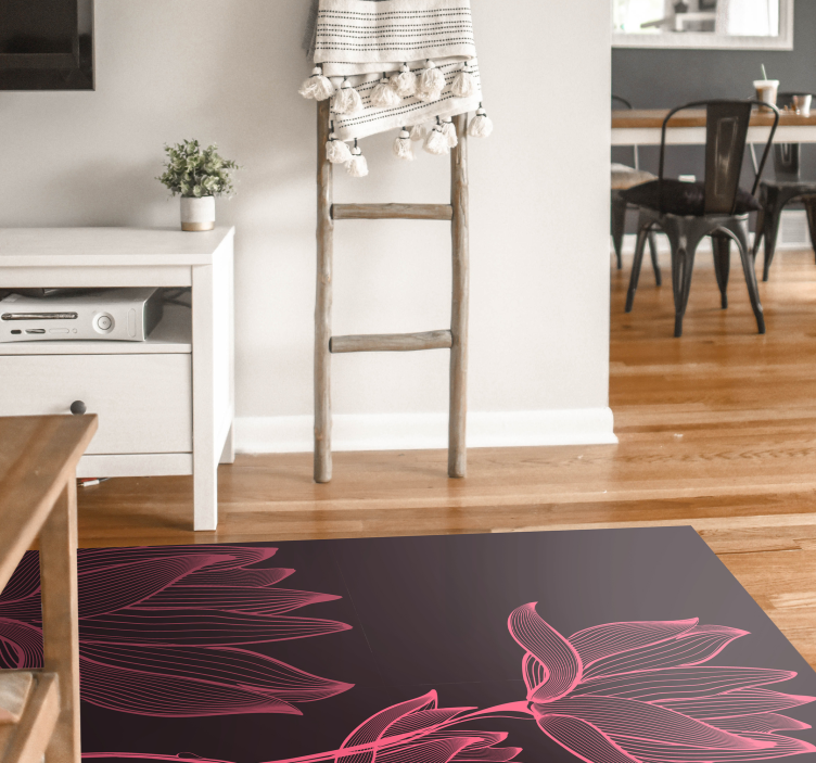 Floral Contrast floral vinyl rug - TenStickers