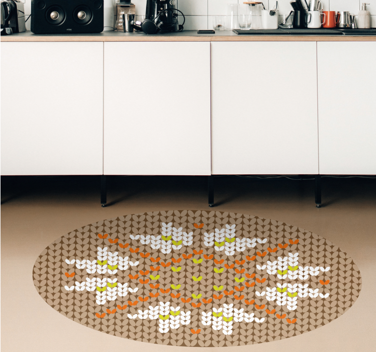 Floral Decorated Style entrance hall vinyl rug - TenStickers