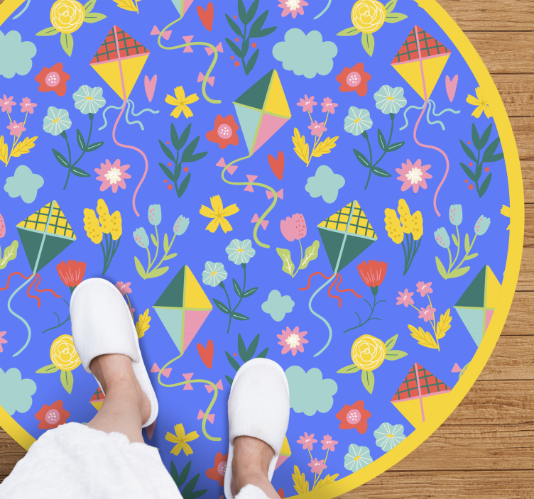 Floral Kite Motif floral vinyl rug - TenStickers