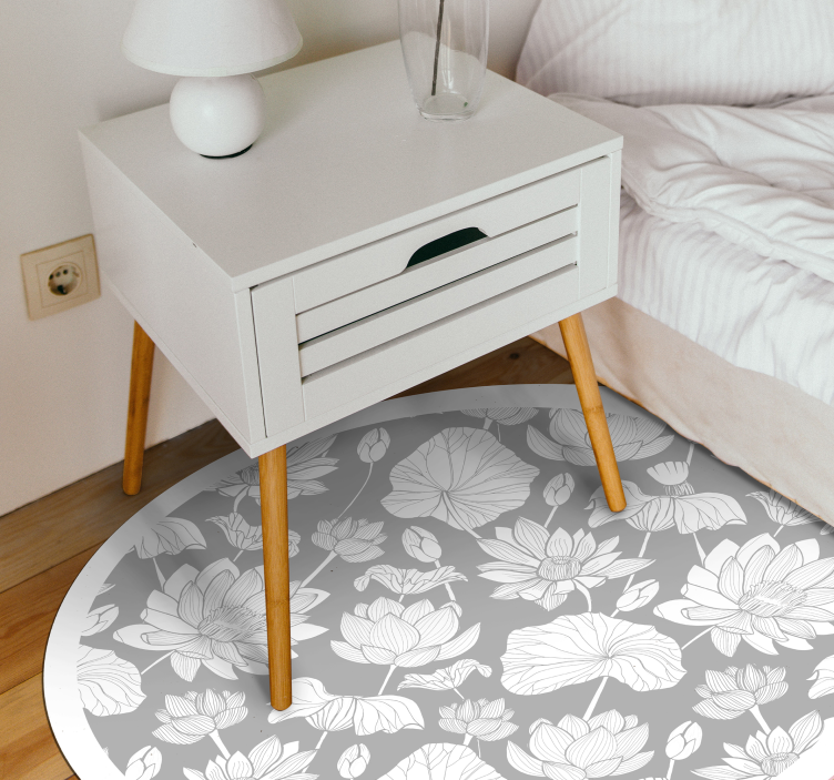Floral Monochrome floral vinyl rug - TenStickers