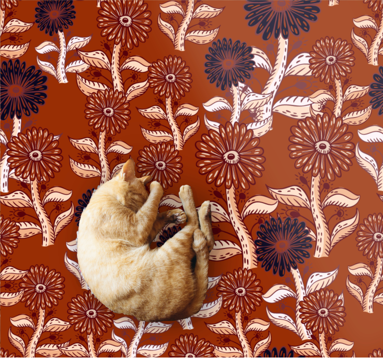 Floral Pattern Harmony floral vinyl rug - TenStickers