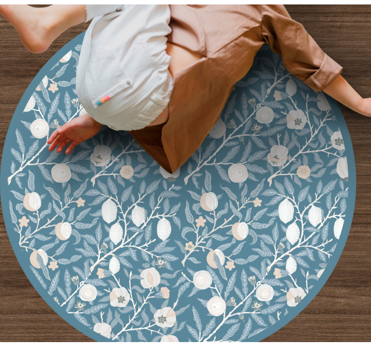 Floral Patterned Round circular vinyl rug - TenStickers