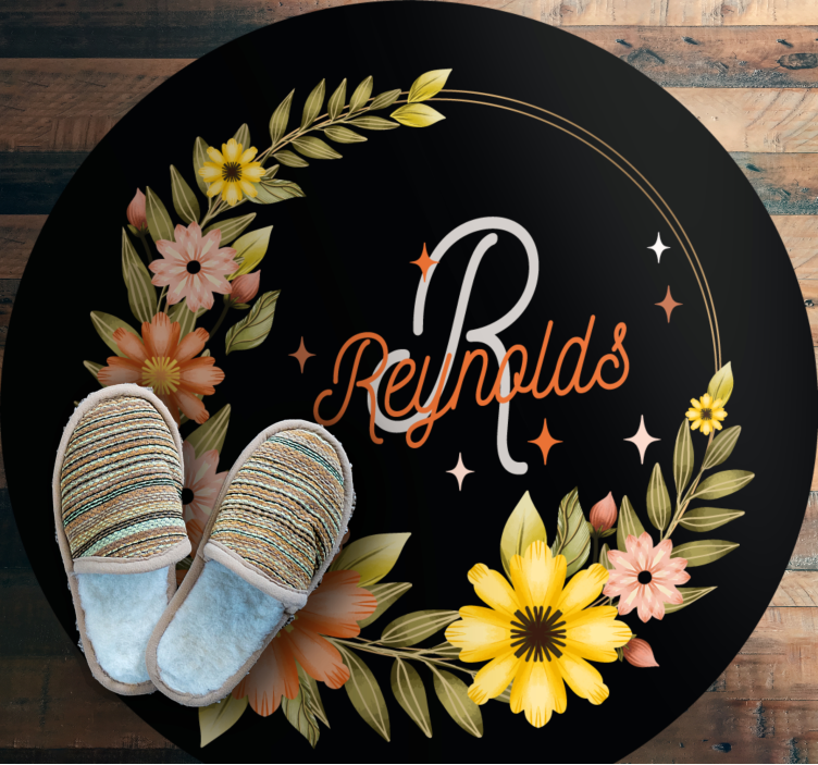 Crown floral name bedroom vinyl rug - TenStickers