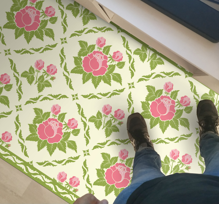 Floral Rose Pattern floral vinyl rug - TenStickers