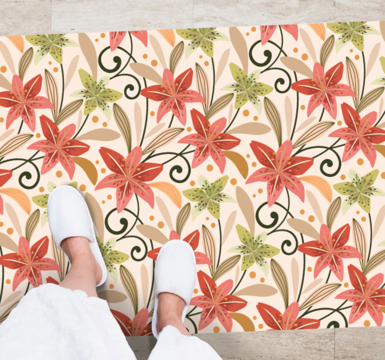 Floral Swirl Pattern floral vinyl rug - TenStickers