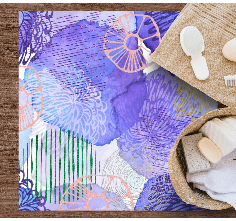 Floral Swirl Patterns bathroom vinyl rug - TenStickers