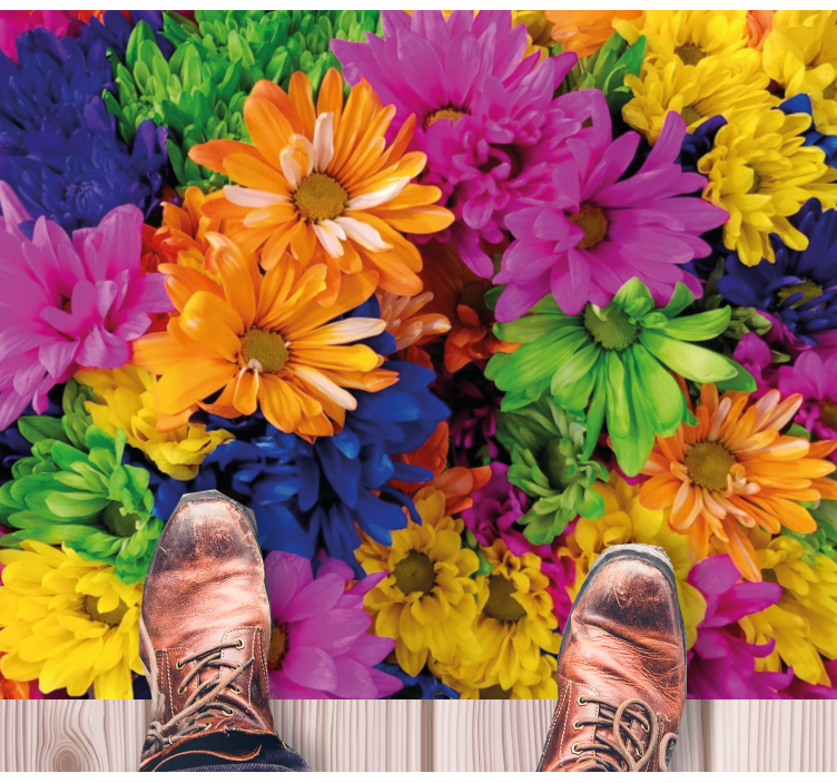 Floral vinyl rug colorful floral arrangement - TenStickers