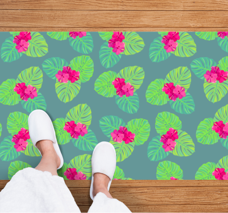 Floral vinyl rug exotic floral design - TenStickers