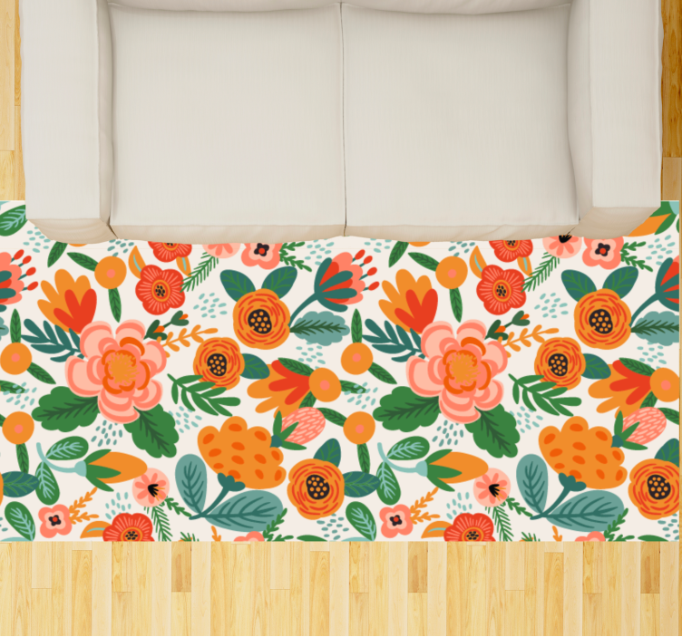 Floral vinyl rug floral garden design - TenStickers