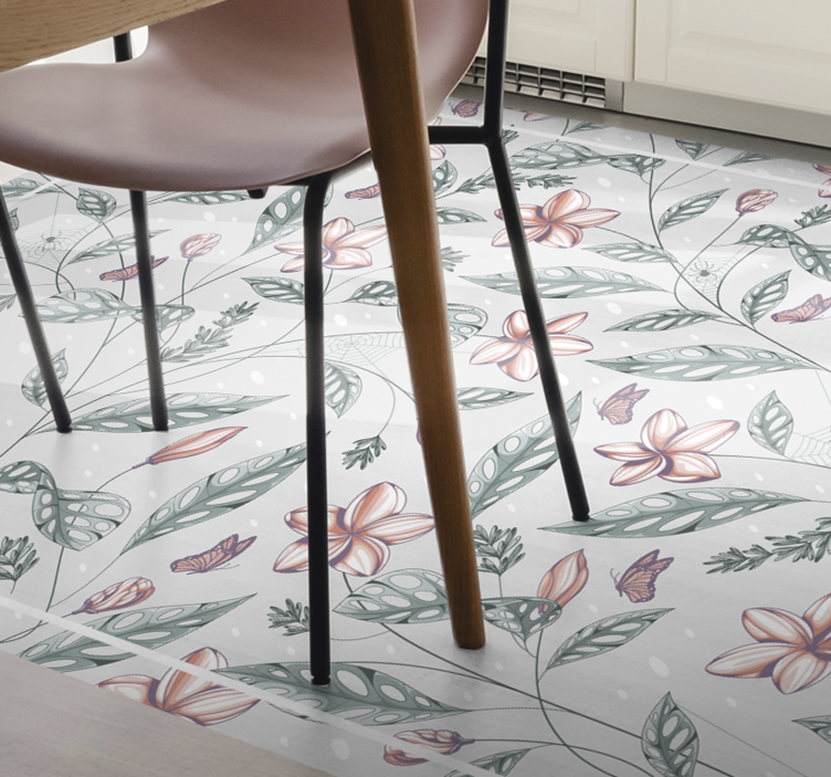 Floral vinyl rug floral greenery design - TenStickers