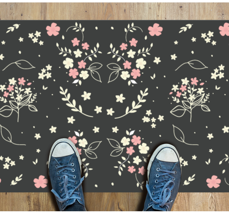 Floral vinyl rug floral patterned grace - TenStickers