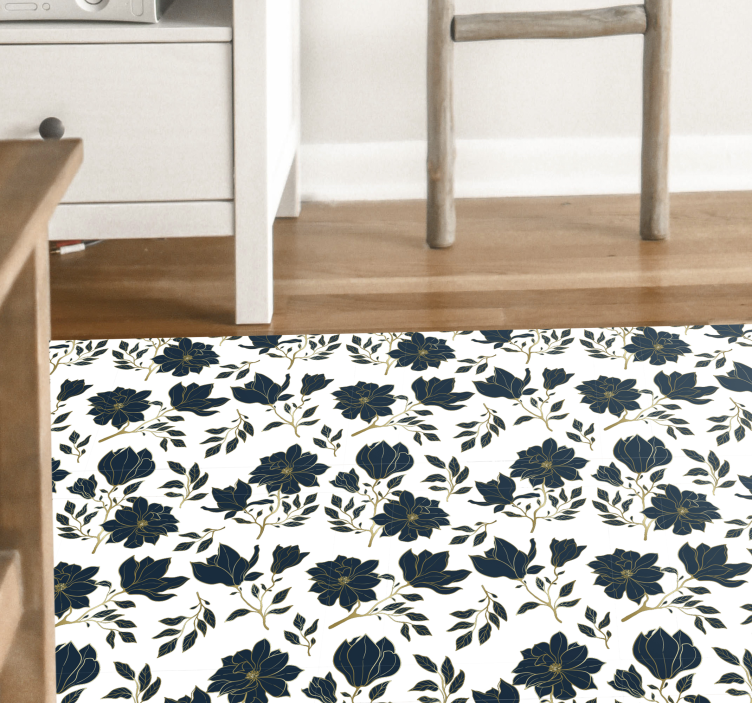 Floral vinyl rug in beautiful floral design - TenStickers