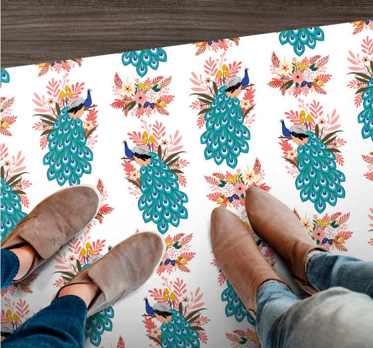 Floral vinyl rug peacock floral design - TenStickers