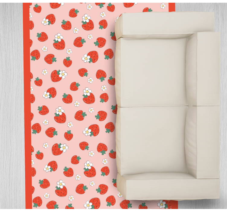 Floral vinyl rug strawberry floral pattern - TenStickers