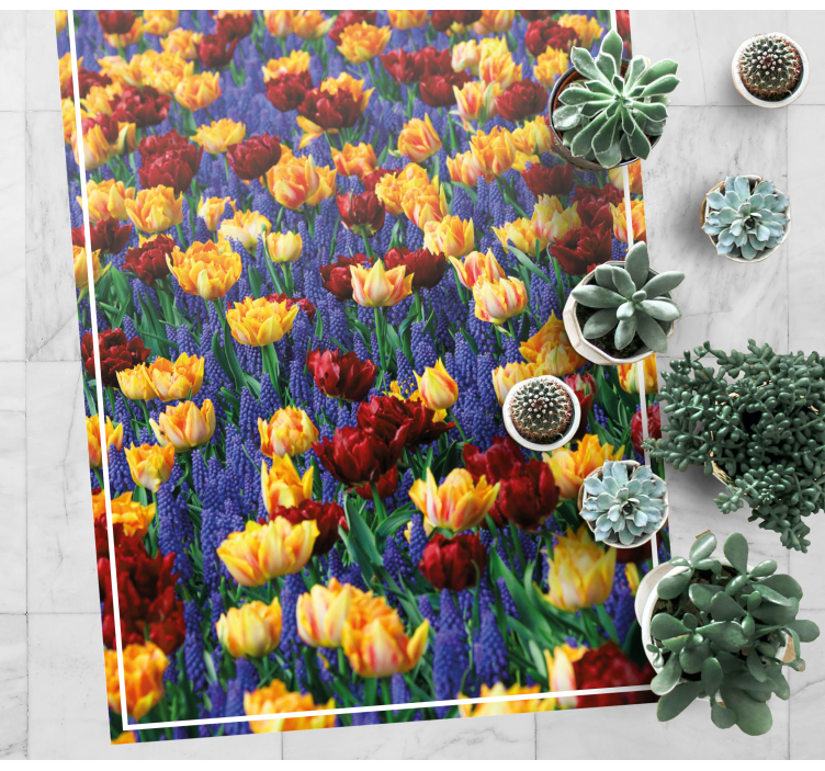 Floral vinyl rug tulip garden design - TenStickers