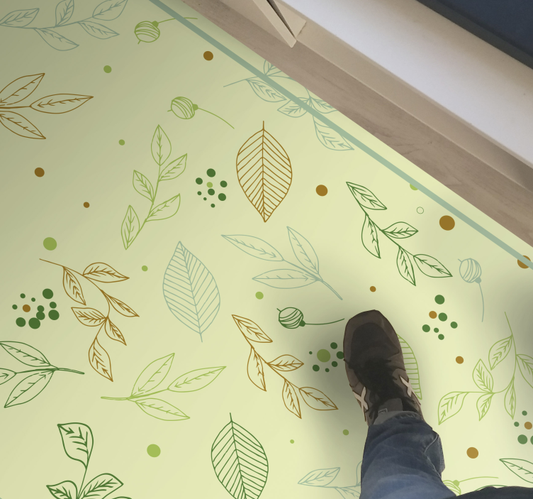 Foliage Botanical Motif nature vinyl rug - TenStickers