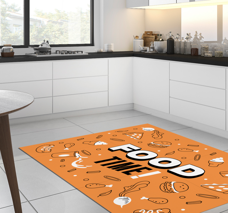 Food Time Illustration kitchen vinyl rug - TenStickers